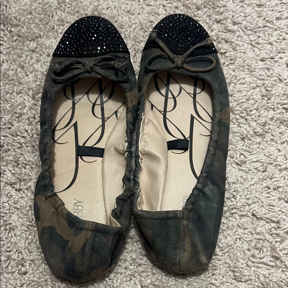 Sam & Libby Camouflage Ballet Flats with Black Accents
